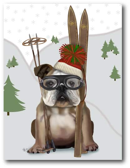 Courtside Market® Skiing Bulldog Gallery-Wrapped Canvas Wall Art | 20" x 24" | Michaels®